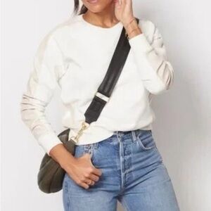 Women's Evereve faux leather trim pullover sweatshirt size large